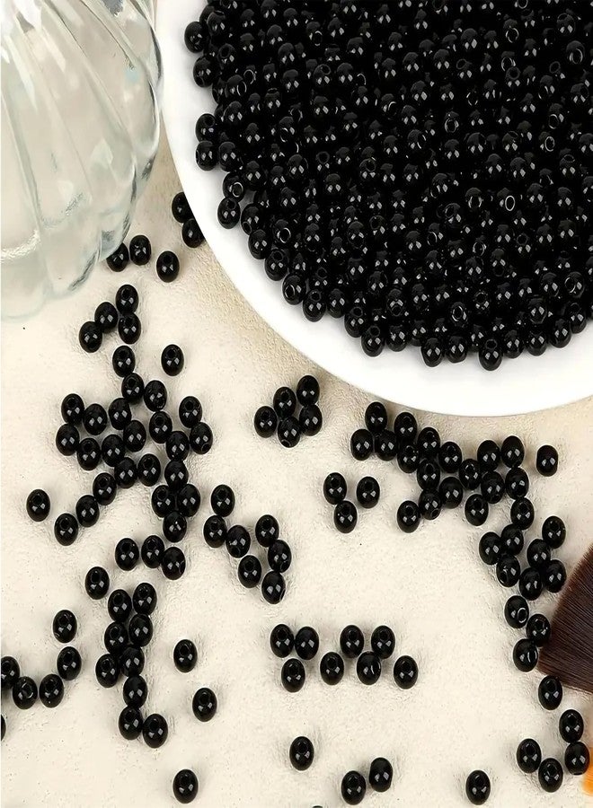 Indikonb Round Pearl Moti | Black Acrylic Faux Pearls (3MM-10MM) | Beads for Bracelet Making, DIY Jewelry, Mala & Rakhi Craft (6MM) - Image 2
